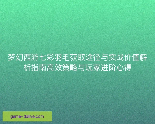 梦幻西游七彩羽毛获取途径与实战价值解析指南高效策略与玩家进阶心得